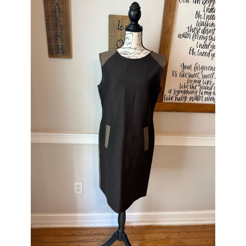 W by Worth Women's Colorblock Sleeveless Stretch Sheath Dress Brown Tan Size 6